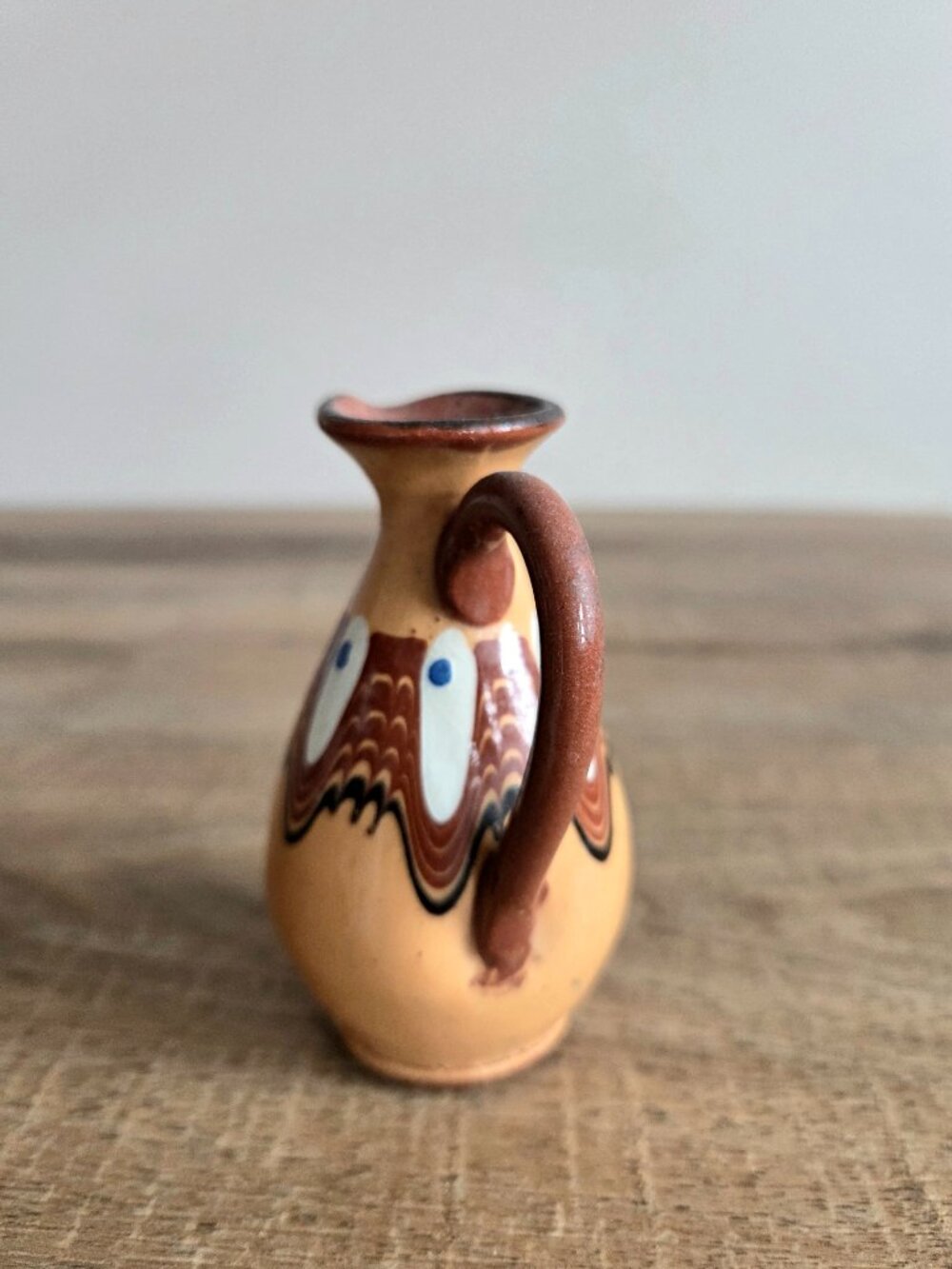 Vintage Miniature Ceramic Pitcher Bulgarian Traditional Troyan Pottery - Picture 5 of 7